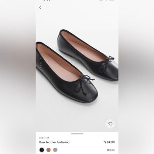 Mango black leather ballet flats size 37 from mango